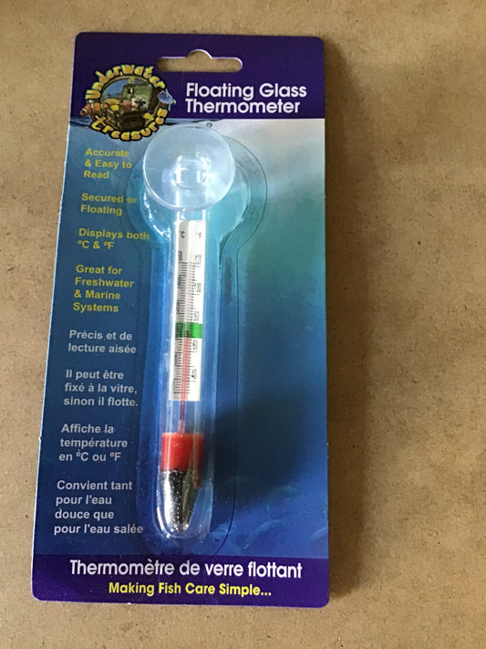 Floating glass thermometer