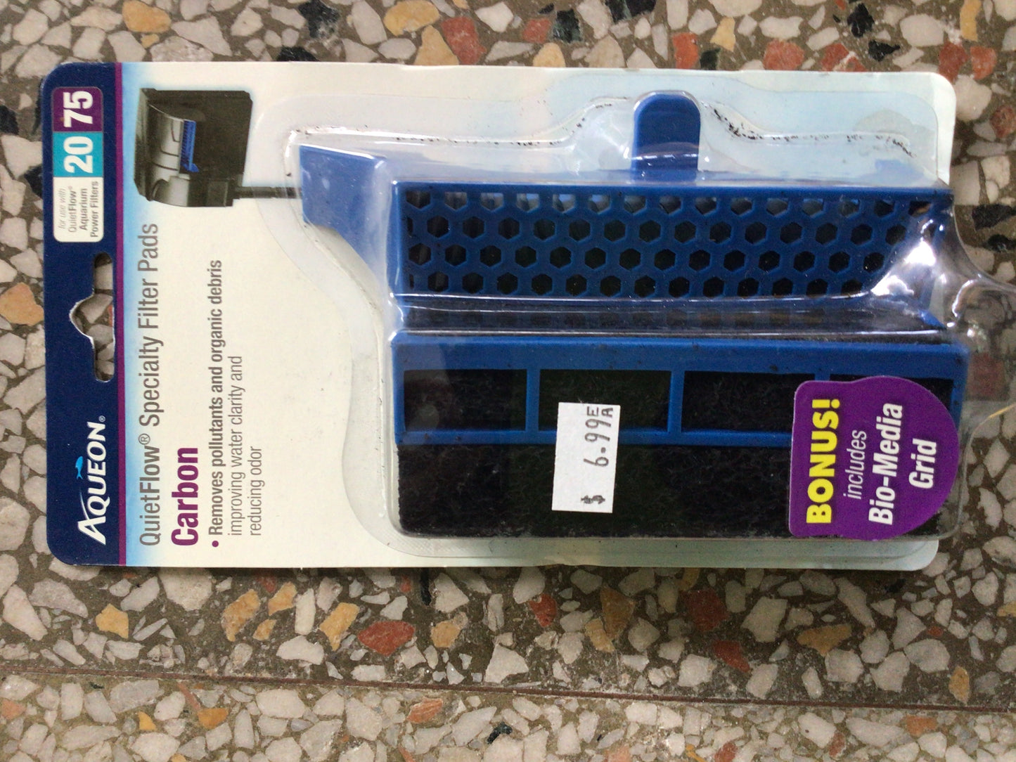 Quiet flow 20/75 carbon pad with bio-media grid