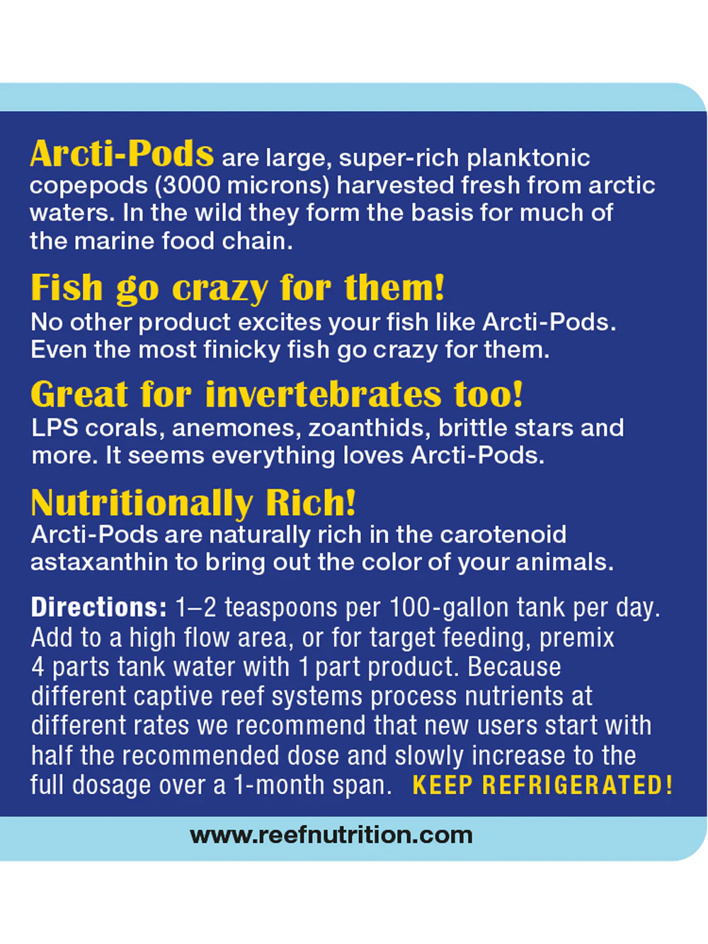 Reef nutrition Arctic pods 6 oz