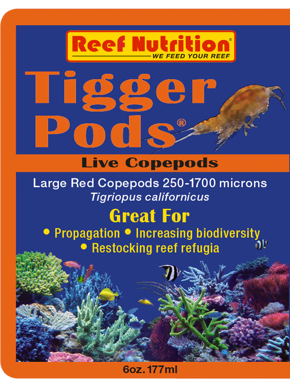 Reef nutrition Tigger Pods- Live Copepods 6 oz